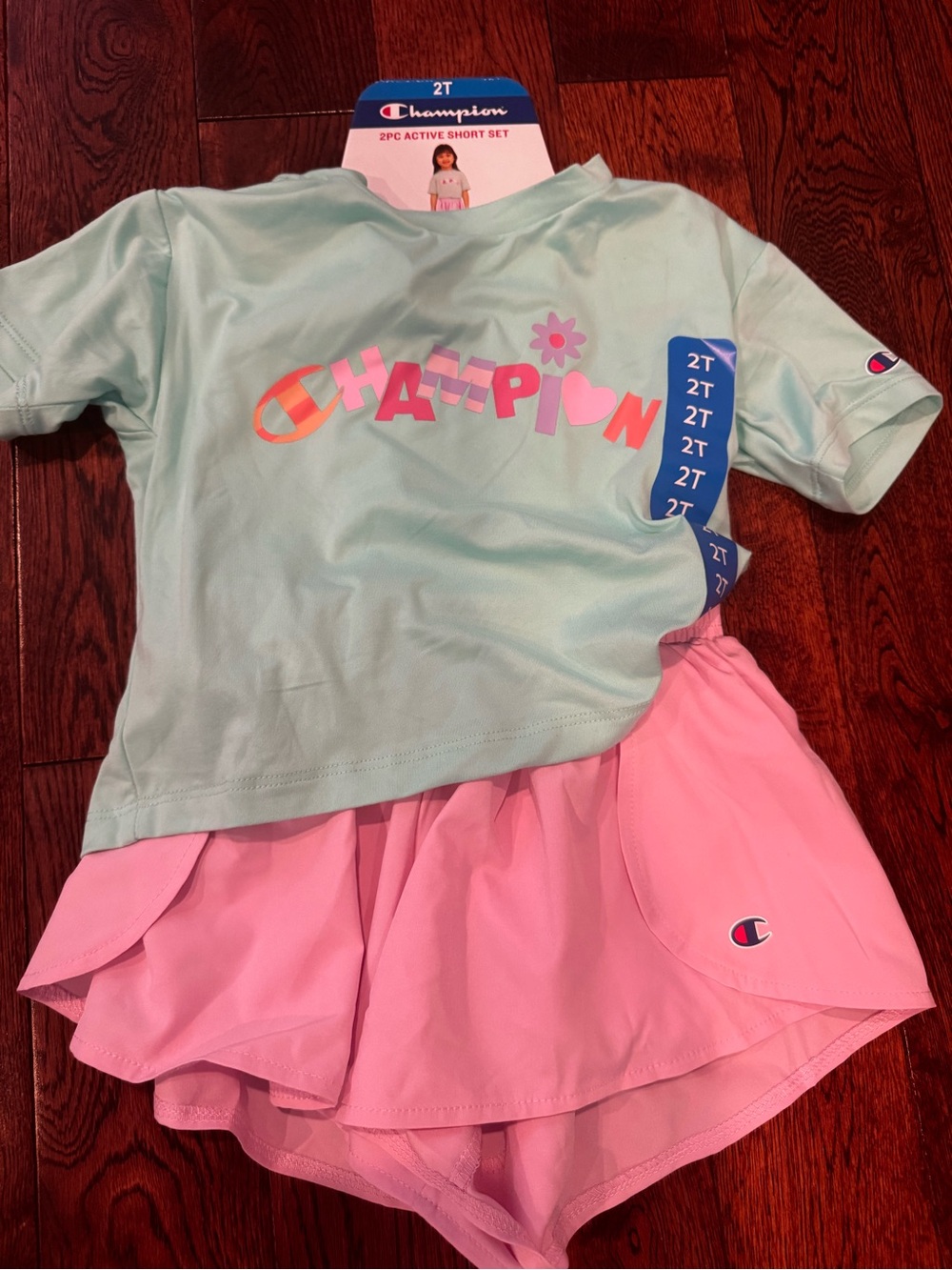 Champion Kids Swim Set Aqua with Multicolor Logo (Pink, Red, Purple)